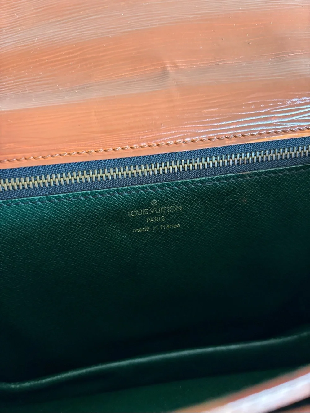 Louis Vuitton Tan Epi Leather Men's Pouch with Gold-Tone Lock